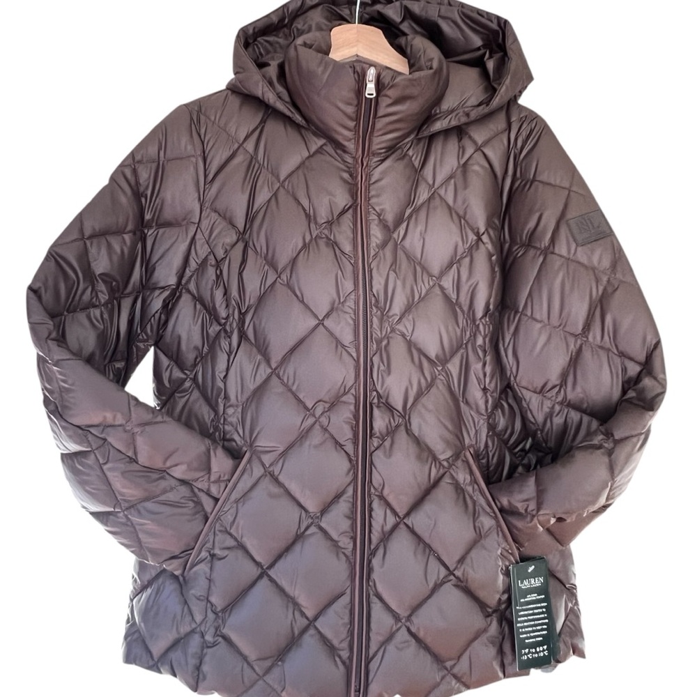 Lauren Ralph Lauren Women's Packable Quilted Down Hooded Jacket Coat NWT size M